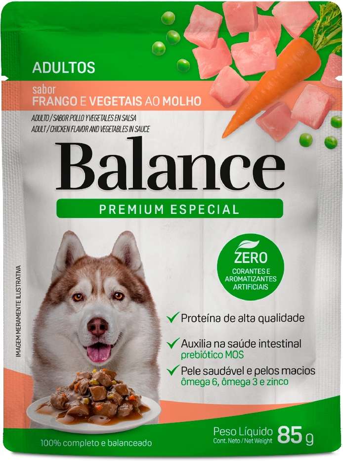 Ração Úmida Balance Frango e Vegetais ao Molho para Cães Adultos - 85 g