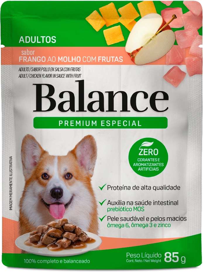 Ração Úmida Balance Frango ao Molho com Frutas para Cães Adultos - 85 g