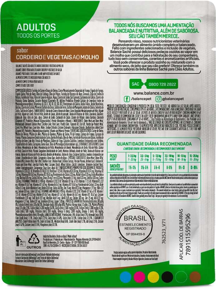 Ração Úmida Balance Cordeiro e Vegetais ao Molho para Cães Adultos - 85 g