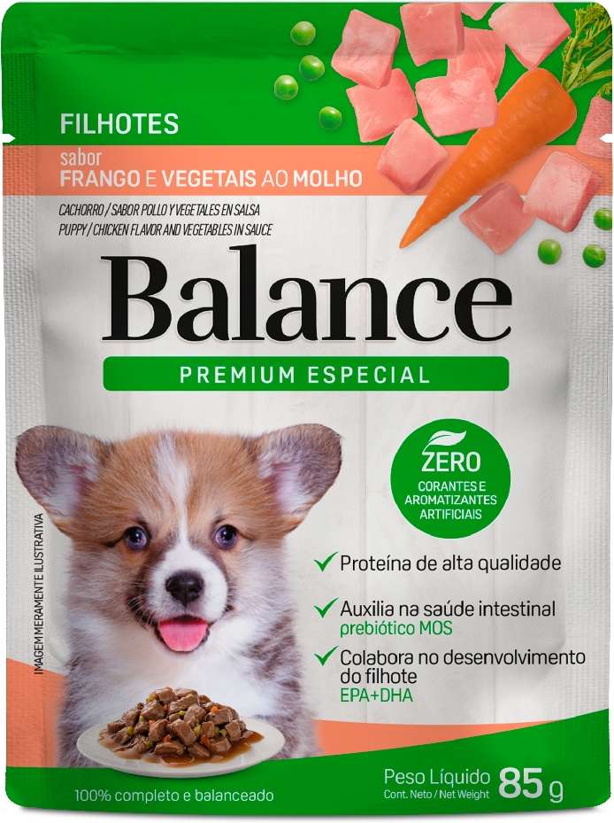 Ração Úmida Balance Frango e Vegetais ao Molho para Cães Filhotes - 85 g