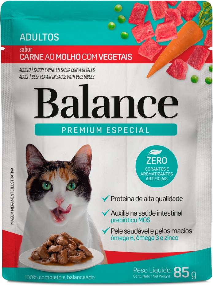 Ração Úmida Balance Carne ao Molho com Vegetais para Gatos Adultos - 85 g