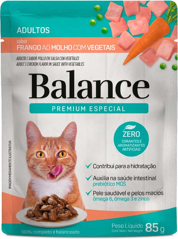 Ração Úmida Balance Frango ao Molho com Vegetais para Gatos Adultos - 85 g