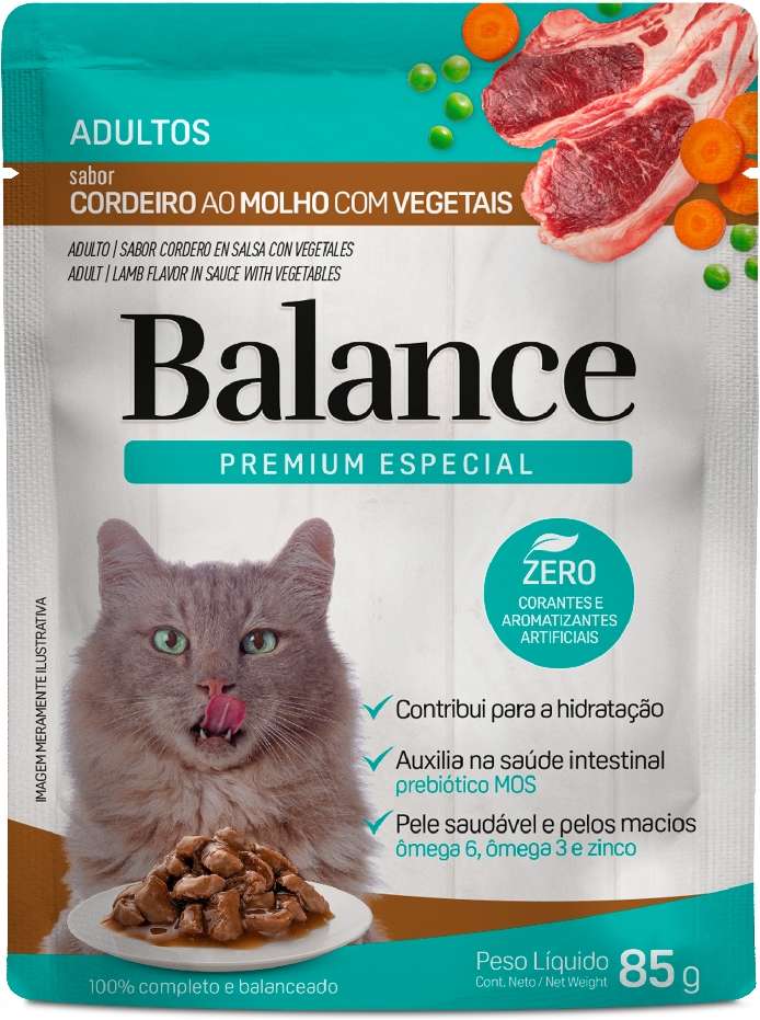 Ração Úmida Balance Cordeiro ao Molho Com Vegetais para Gatos Adultos - 85 g