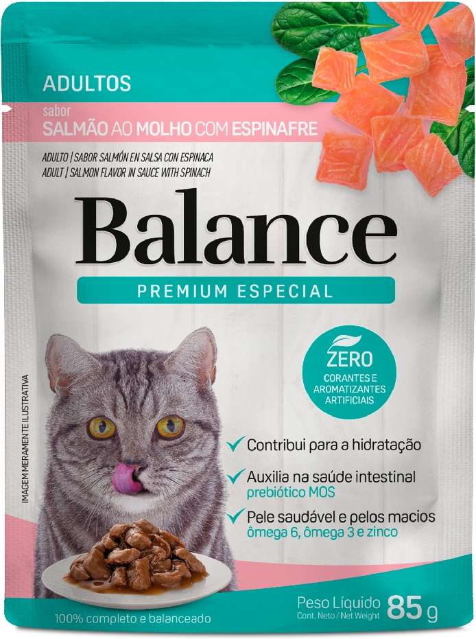 Ração Úmida Balance Salmão ao Molho com Espinafre para Gatos Adultos - 85 g