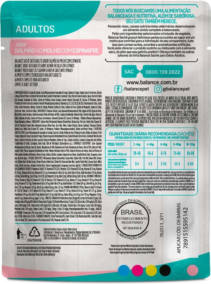 Ração Úmida Balance Salmão ao Molho com Espinafre para Gatos Adultos - 85 g