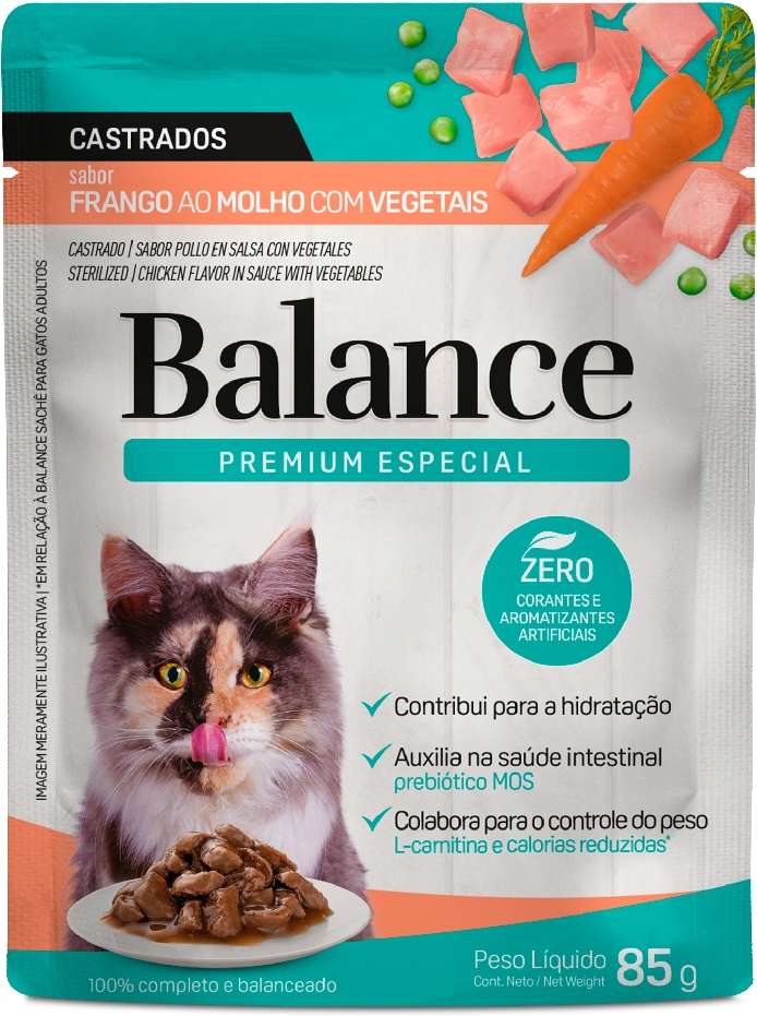 Ração Úmida Balance Frango ao Molho com Vegetais para Gatos Castrados - 85 g