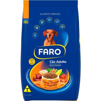 Ração Seca Faro Carne, Frango e Vegetais para Cães Adultos Porte Pequeno