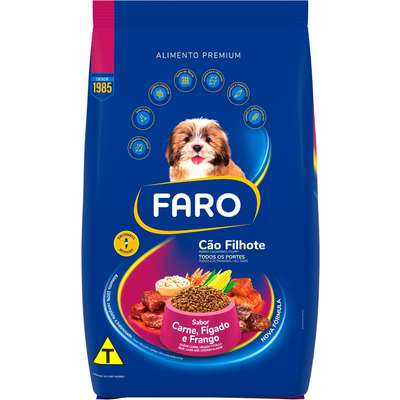 Ração Seca Faro Carne, Fígado e Frango para Cães Filhotes