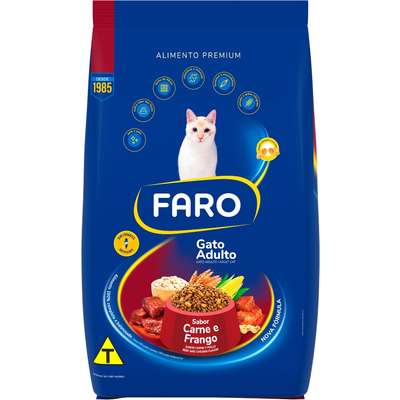 Ração Seca Faro Carne e Frango para Gatos Adultos