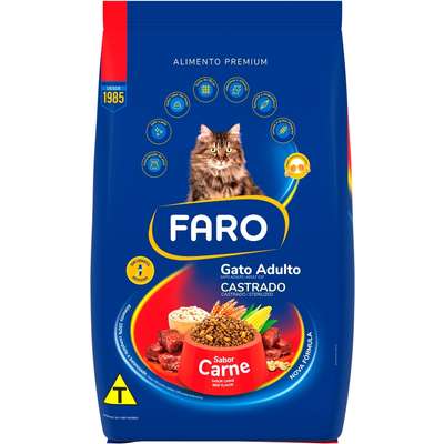 Ração Seca Faro Carne para Gatos Castrados