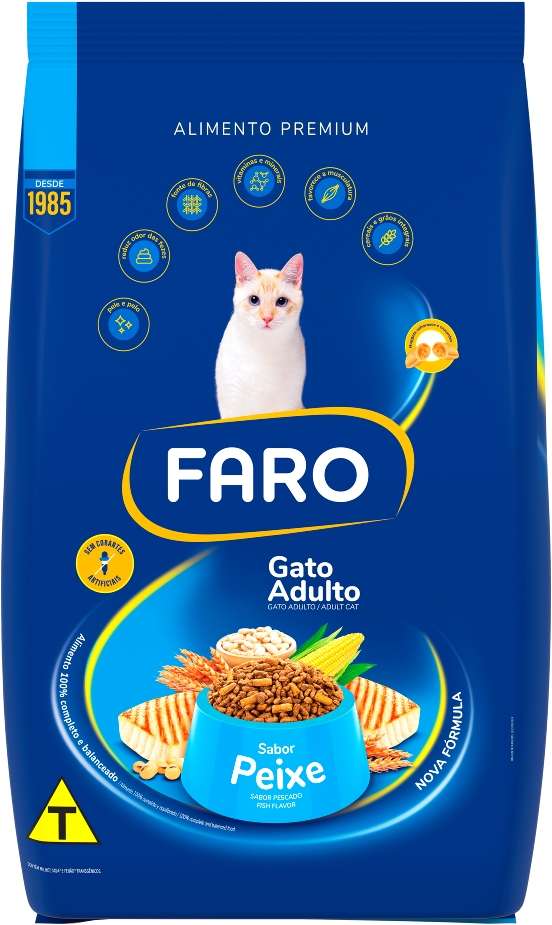 Ração Seca Faro Peixe para Gatos Adultos - 20Kg