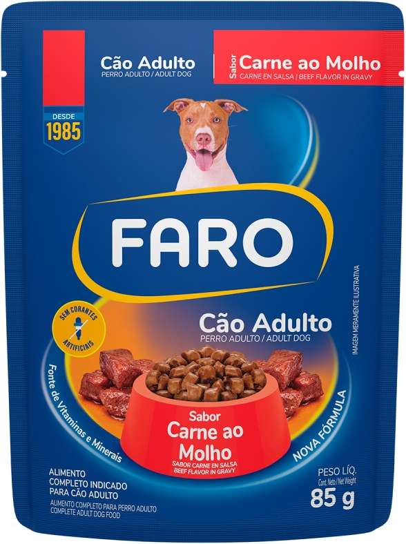 Ração Úmida Faro Carne ao Molho para Cães Adultos - 85 g