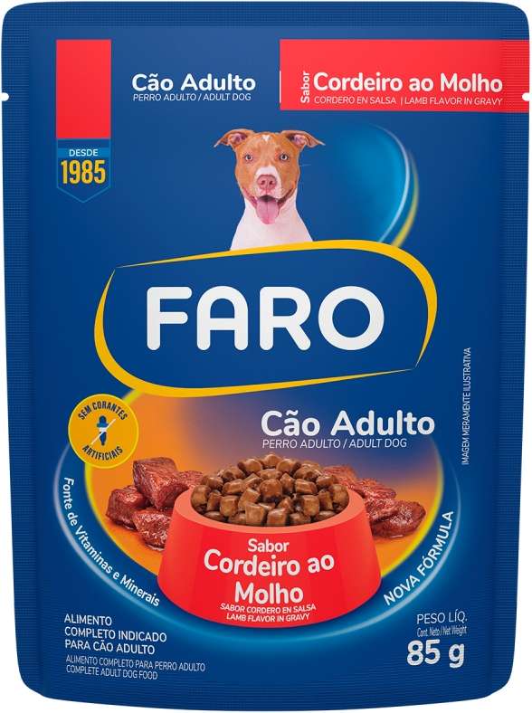 Ração Úmida Faro Cordeiro ao Molho para Cães Adultos - 85 g