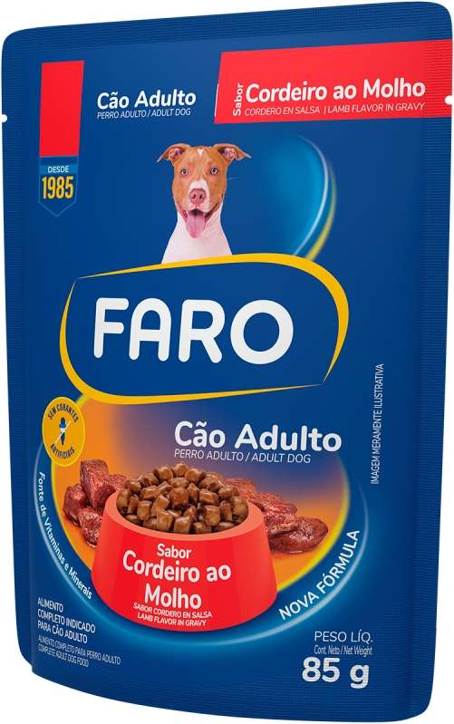 Ração Úmida Faro Cordeiro ao Molho para Cães Adultos - 85 g