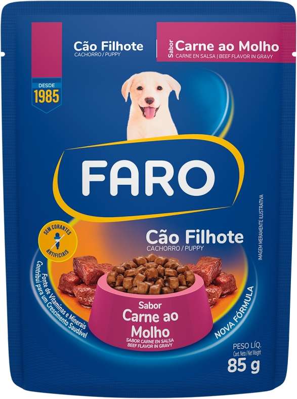 Ração Úmida Faro Carne ao Molho para Cães Filhotes - 85 g