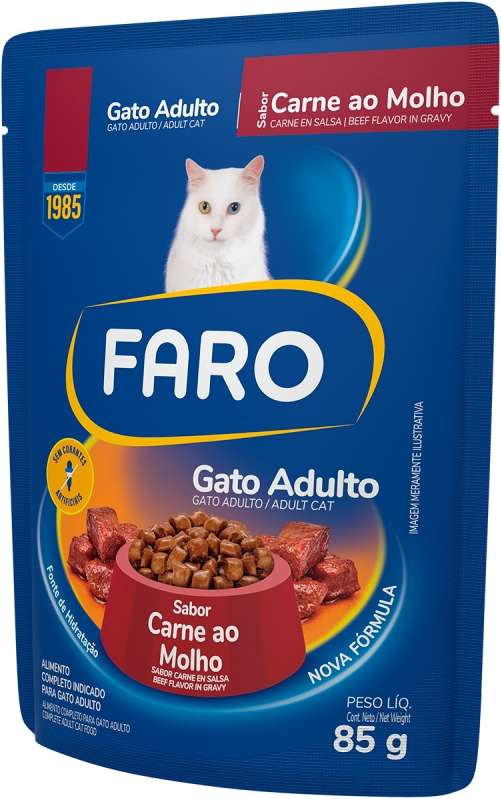 Ração Úmida Faro Carne ao Molho para Gatos Adultos - 85 g
