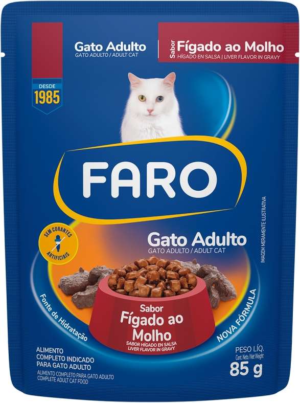 Ração Úmida Faro Fígado ao Molho para Gatos Adultos - 85 g