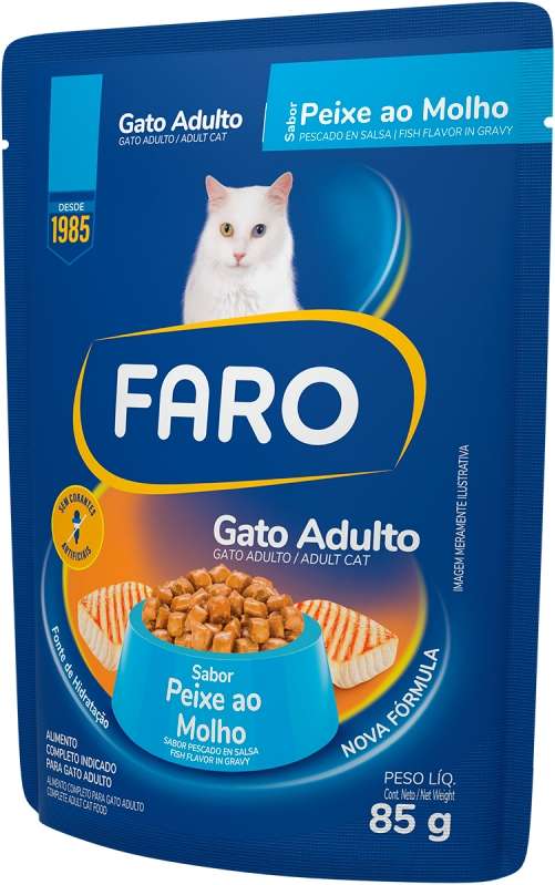 Ração Úmida Faro Peixe ao Molho para Gatos Adultos - 85 g