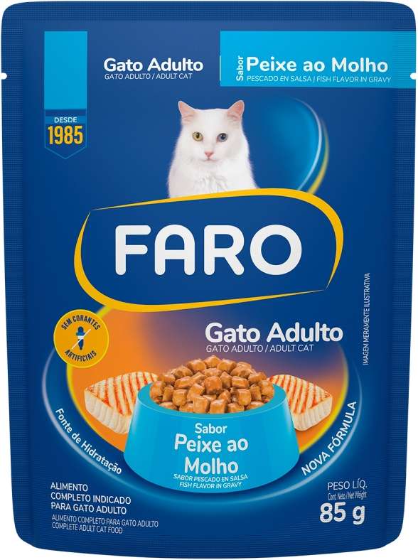 Ração Úmida Faro Peixe ao Molho para Gatos Adultos - 85 g