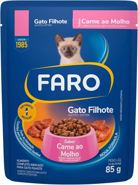 Ração Úmida Faro Carne ao Molho para Gatos Filhotes - 85 g