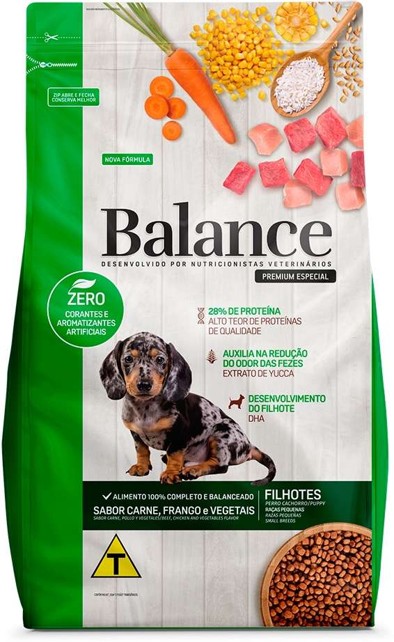 Ração Seca Balance Carne, Frango e Vegetais para Cães Filhotes Porte Pequeno - 10,1Kg