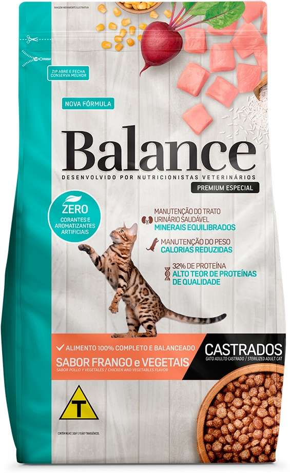 Ração Seca Balance Frango e Vegetais para Gatos Castrados - 2,7Kg