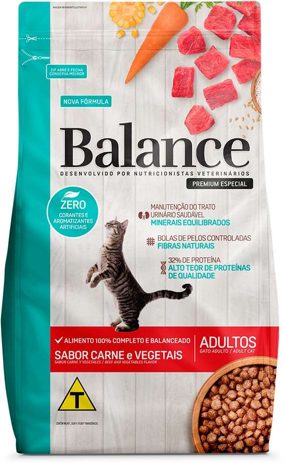 Ração Seca Balance Carne e Vegetais para Gatos Adultos - 2,7Kg