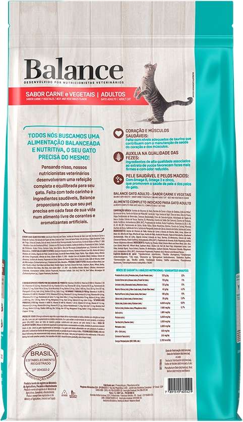 Ração Seca Balance Carne e Vegetais para Gatos Adultos - 2,7Kg