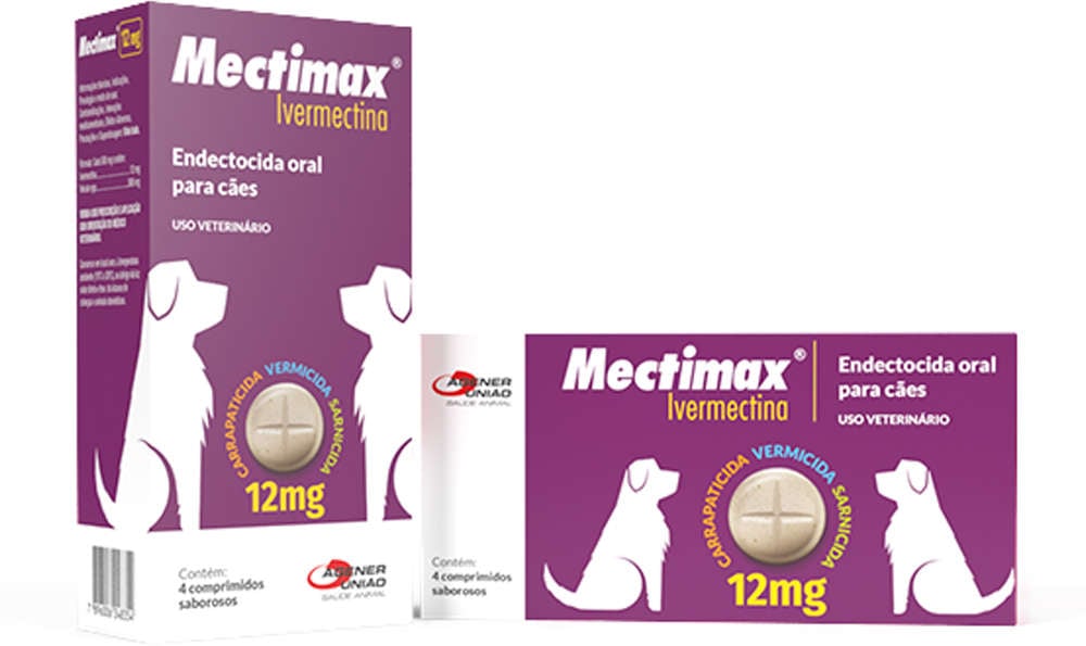 Endectocida Agener Mectimax Ivermectina Oral 12 Mg para Cães - 4 Comprimidos