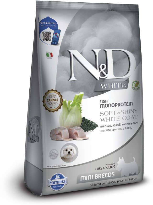 Ração Seca N&D White Merluza, Spirulina e Erva Doce para Cães Adultos de Raças Mini - 2Kg