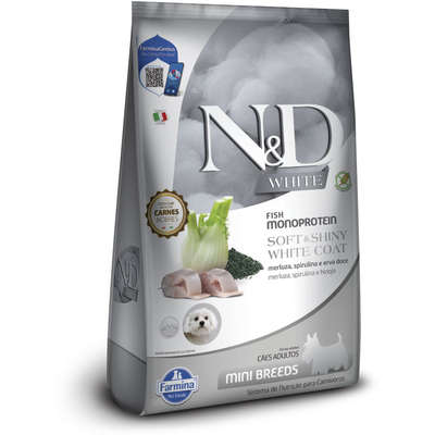 Ração Seca N&D White Merluza, Spirulina e Erva Doce para Cães Adultos de Raças Mini