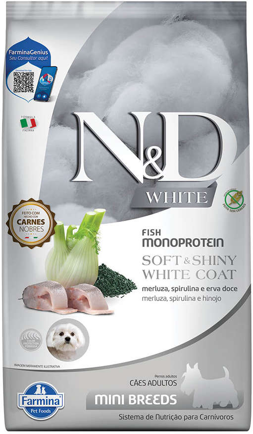 Ração Seca N&D White Merluza, Spirulina e Erva Doce para Cães Adultos de Raças Mini - 2Kg