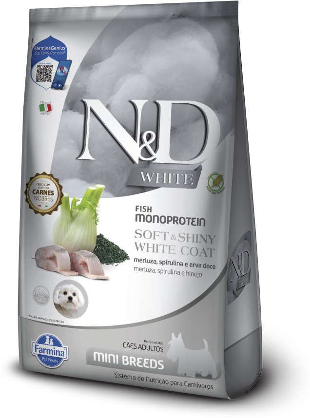 Ração Seca N&D White Merluza, Spirulina e Erva Doce para Cães Adultos de Raças Mini - 2Kg