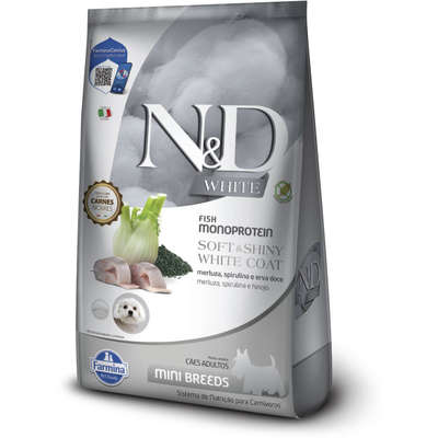 Ração Seca N&D White Merluza, Spirulina e Erva Doce para Cães Adultos de Raças Mini