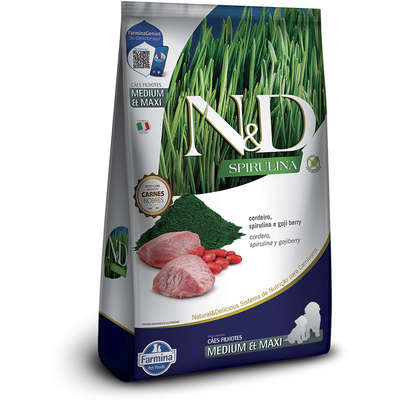 Ração Seca N&D Spirulina Cordeiro e Goji Berry para Cães Filhotes de Raças Médias e Grandes