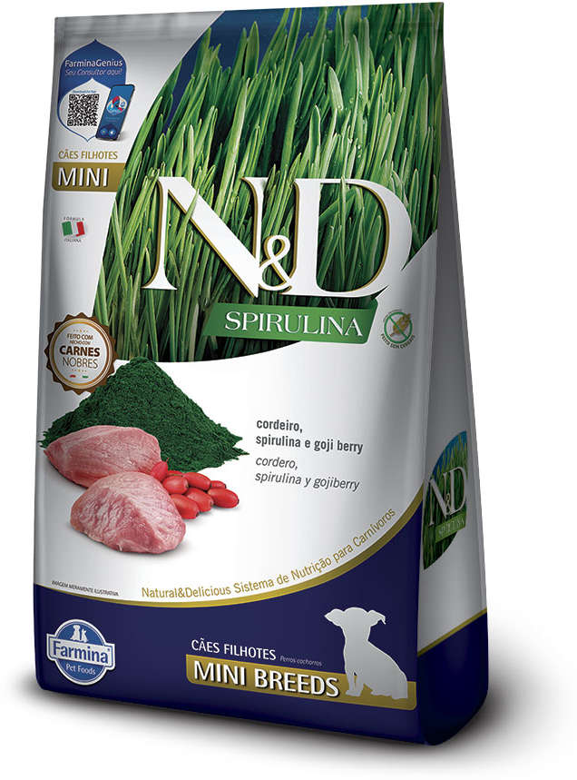 Ração Seca N&D Spirulina Cordeiro e Goji Berry para Cães Adultos de Raças Minis - 7Kg