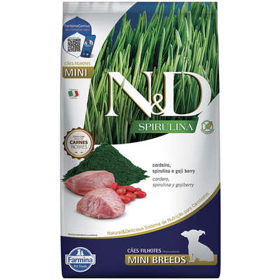 Ração Seca N&D Spirulina Cordeiro e Goji Berry para Cães Filhotes de Raças Minis