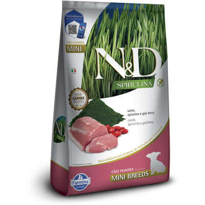 Ração Seca N&D Spirulina Suíno e Goji Berry para Cães Filhotes de Raças Minis