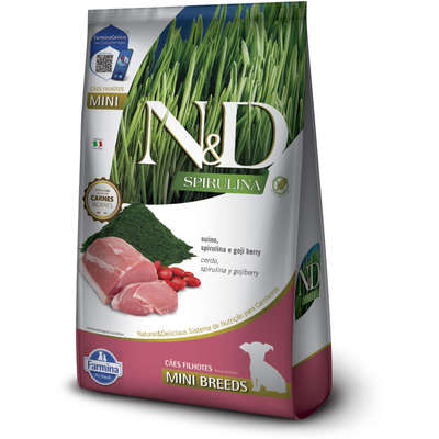 Ração Seca N&D Spirulina Suíno e Goji Berry para Cães Filhotes de Raças Minis