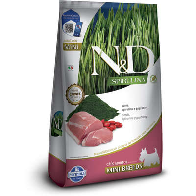 Ração Seca N&D Spirulina Suíno e Goji Berry para Cães Adultos de Raças Minis