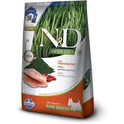 Ração Seca N&D Spirulina Tilápia e Goji Berry para Cães Adultos de Raças Minis