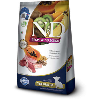 Ração Seca N&D Tropical Selection Cordeiro, Cereais e Frutas Tropicais para Cães Filhotes de Raças Minis