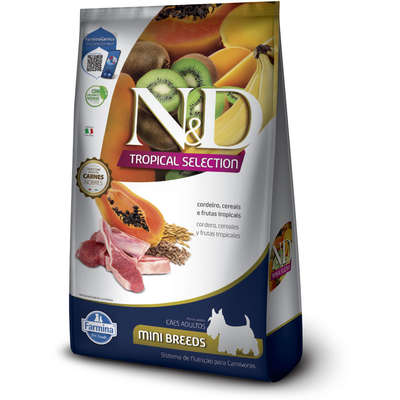 Ração Seca N&D Tropical Selection Cordeiro, Cereais e Frutas Tropicais para Cães Adultos de Raças Minis