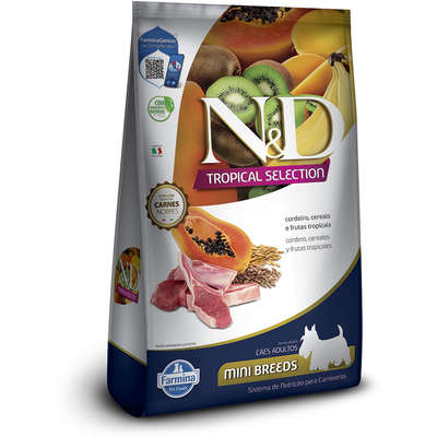 Ração Seca N&D Tropical Selection Cordeiro, Cereais e Frutas Tropicais para Cães Adultos de Raças Minis