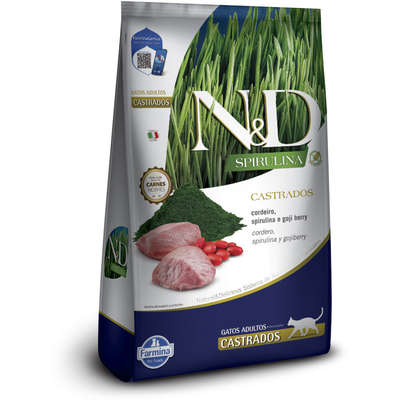 Ração Seca N&D Spirulina Cordeiro e Goji Berry para Gatos Adultos Castrados