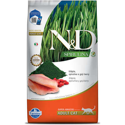 Ração Seca N&D Spirulina Tilápia e Goji Berry para Gatos Adultos