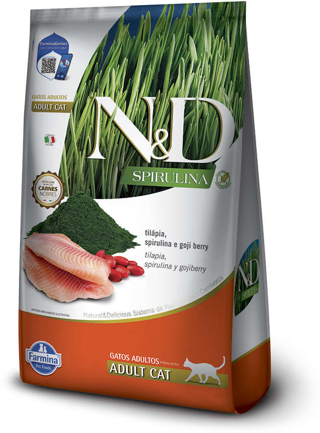 Ração Seca N&D Spirulina Tilápia e Goji Berry para Gatos Adultos - 7Kg