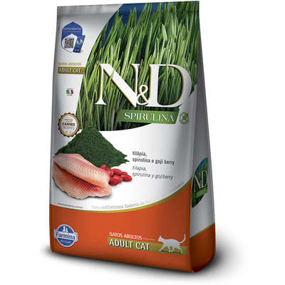 Ração Seca N&D Spirulina Tilápia e Goji Berry para Gatos Adultos