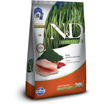 Ração Seca N&D Spirulina Tilápia e Goji Berry para Gatos Adultos