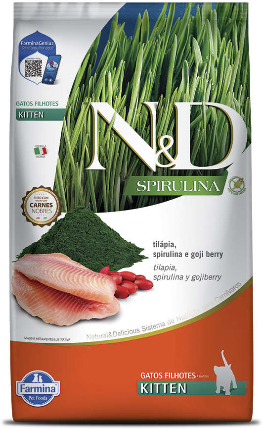 Ração Seca N&D Spirulina Tilápia e Goji Berry para Gatos Filhotes - 1,5Kg